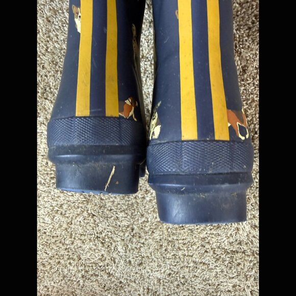 Joules Tall Navy Blue Rainboots Dogs Waterproof 2016 Heel British Gardening 39 8 - Picture 7 of 8